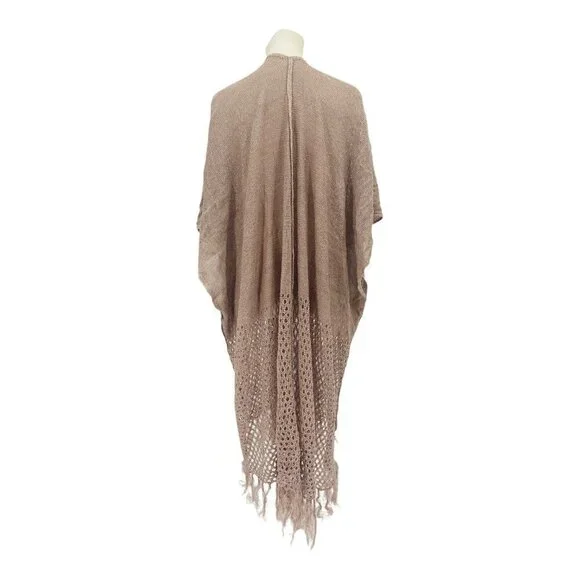 Cupshe Light Purple Crochet Shimmer Knit Fringe Open Front Kimono Swim Cover L - Picture 2 of 6